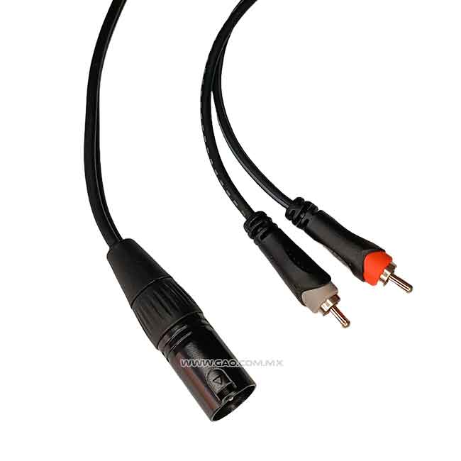 Cable para audio Plug Cannon a 2 plug RCA 3mts