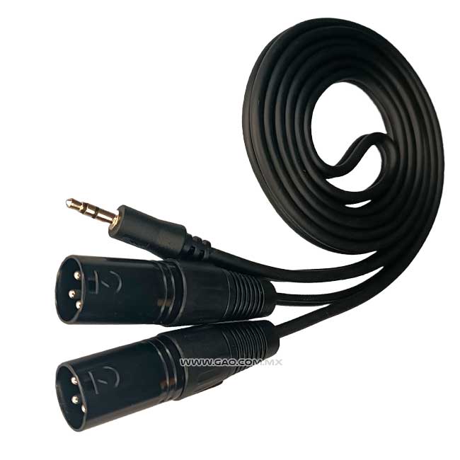 Cable de audio plug 3.5 estereo a 2 plug cannon de 1.5 mts