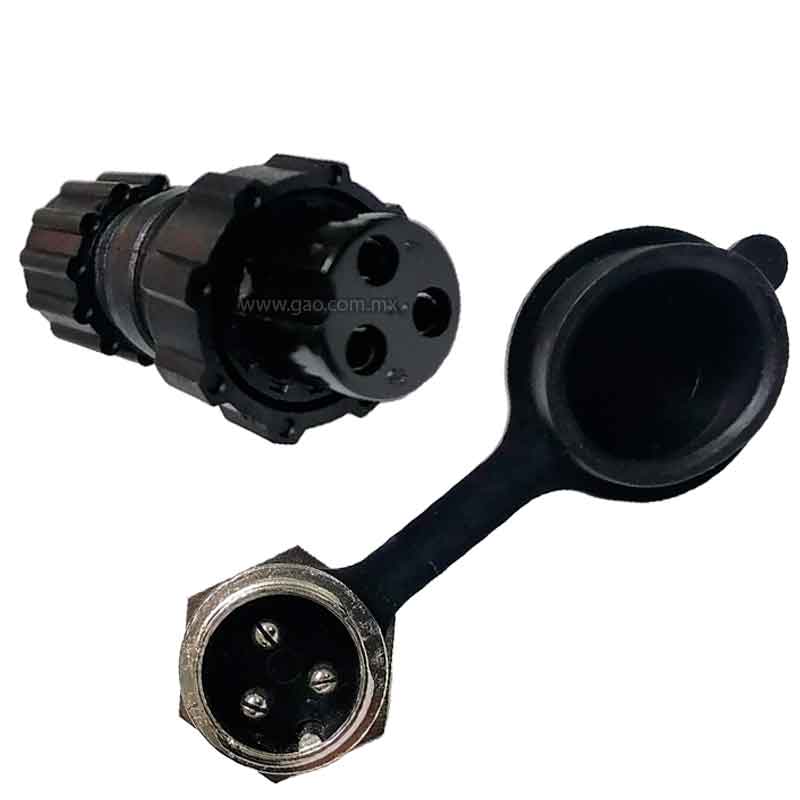 Conector GX16 3P con Impermeable 