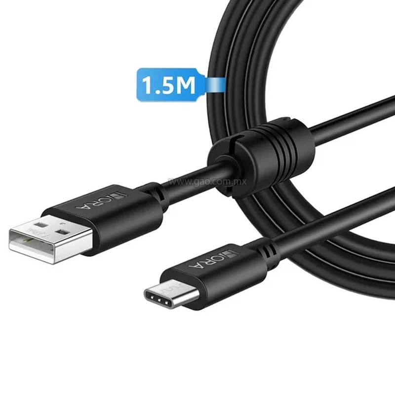 Cable USB a USB tipo C de 1.5 metros Negro