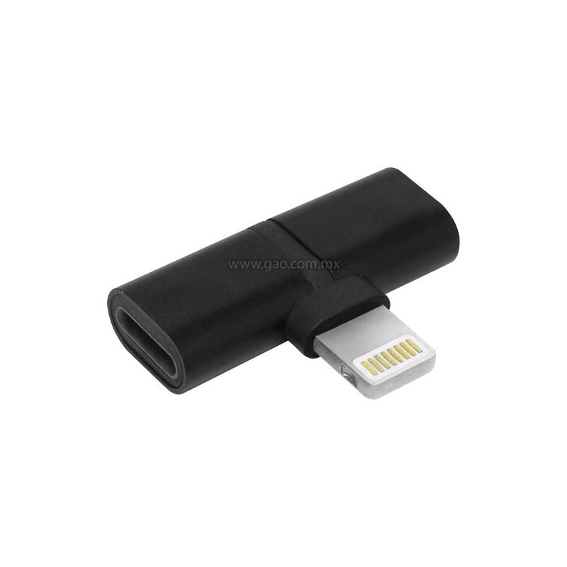 Adaptador Lightning carga y audifonos tipo C